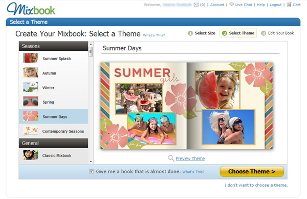 Mixbook Summer theme template