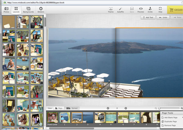 Mixbook's editor lets you make ywo-page spans