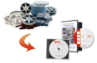 Scandigital will scan your photos, 35mm slides, VHS, Betamax videos, Super 8 and 35mm film and other formats to DVD.