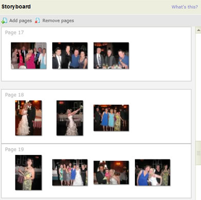 The storyboard helps you organize your pictures.