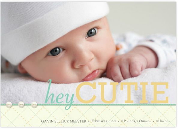 Mixbook baby announcement "Hey Cutie"