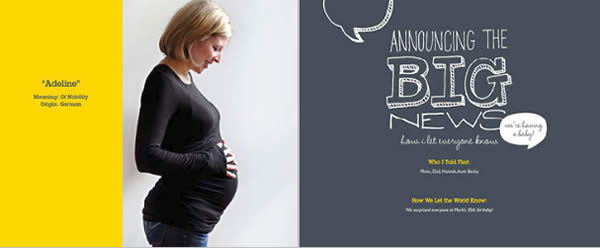Example page from Shutterfly's Pregnancy Book template