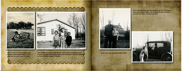 These are pages from my family heritage album using Picaboo's Natural Elegance backgrounds.