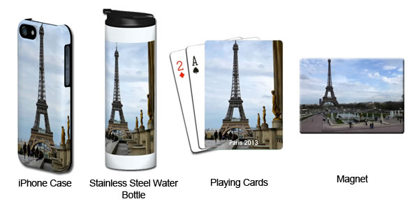 Examples of souvenirs you can make with your vacation photos at Shutterfly