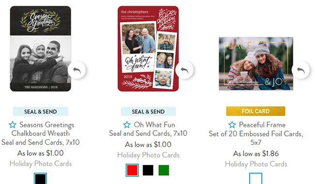 Snapfish 2019 Christmas Holiday Card options