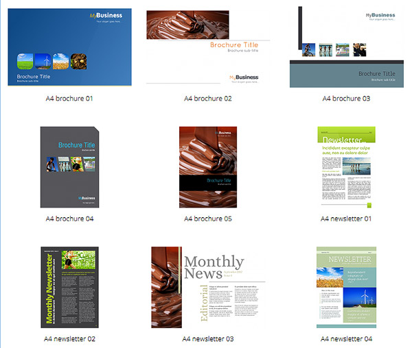 Xara comes with a selection of free templates for newsletters. brochures and business documents
