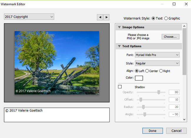 Add a watermark in Lightroom