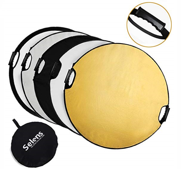 a set of 5 in 1 reflectors will help bounce light onto your subject's face.