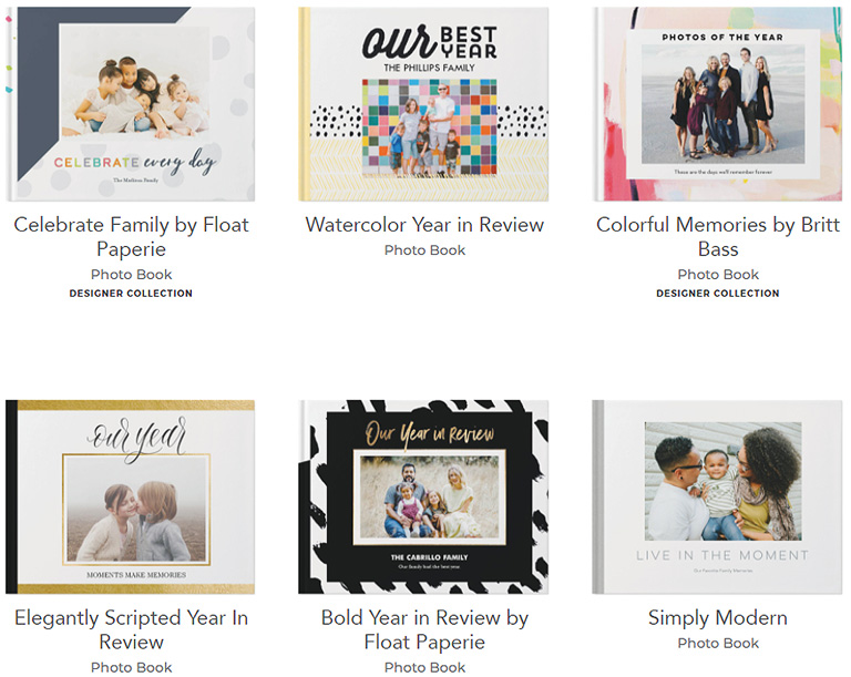 Some of Shutterfly's year in review photo books