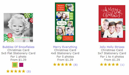 Shutterfly offers a variety of card sizes including 5x7 and 5x5
